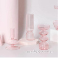 Vas bunga kaca kristal merah jambu